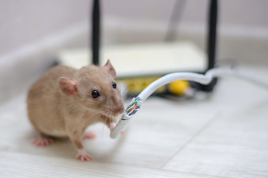 mice chewing on wire